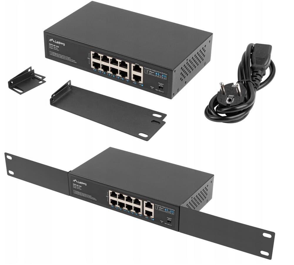 Switch Lanberg Light Industrial PoE 1xBT 3xAT 2xSFP Gigabit Ethernet, niezarządzalny, DIN