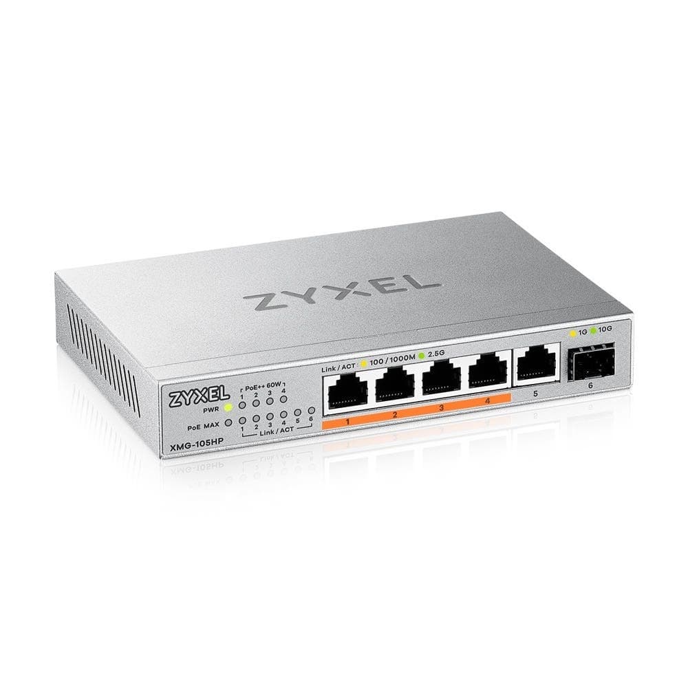Switch Zyxel XMG-105HP 6-portowy Multigigabit Niezarządzalny PoE++ 70W
