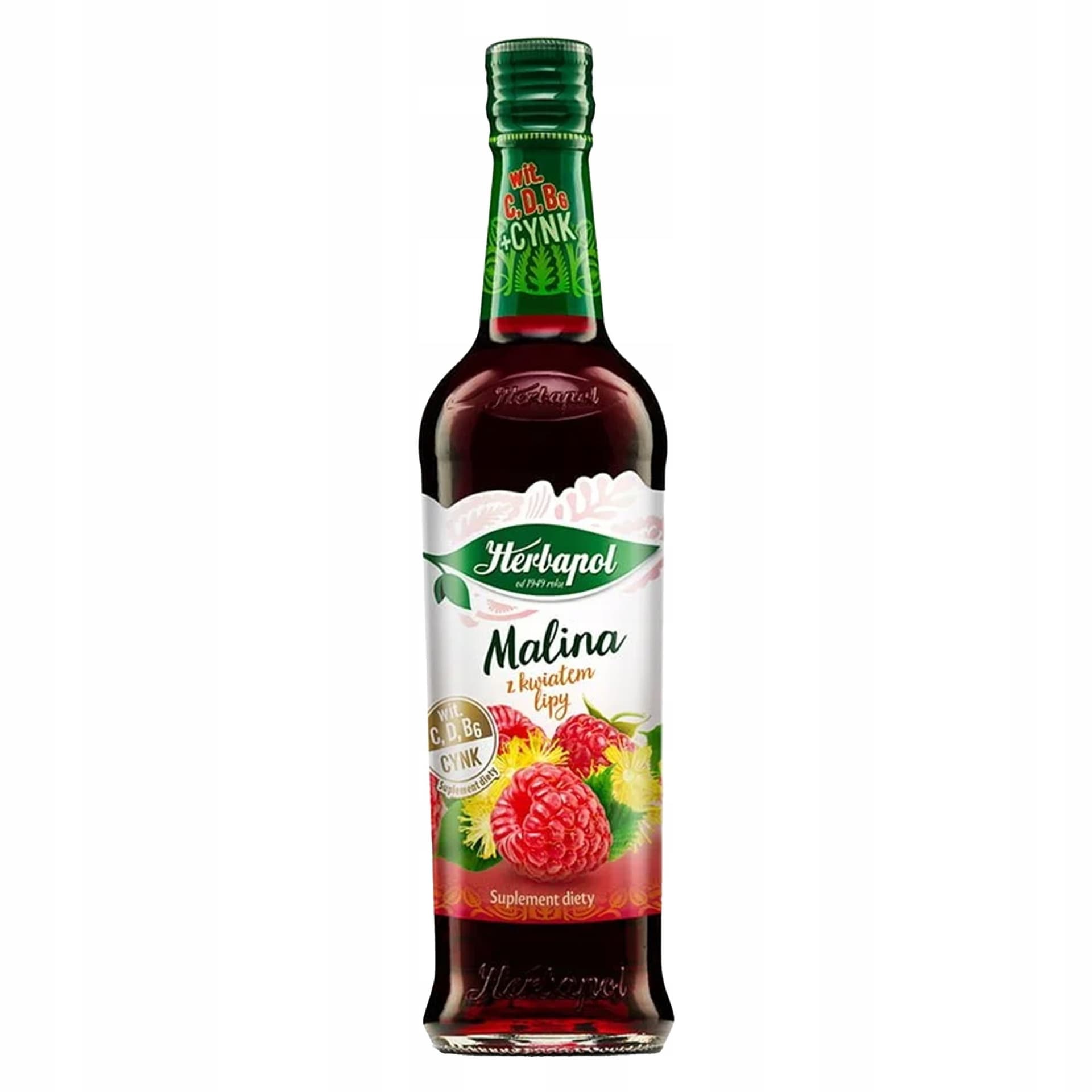 Herbapol syrop owocowy suplement diety aronia z witaminami C,D,B6 i cynkiem 420ml