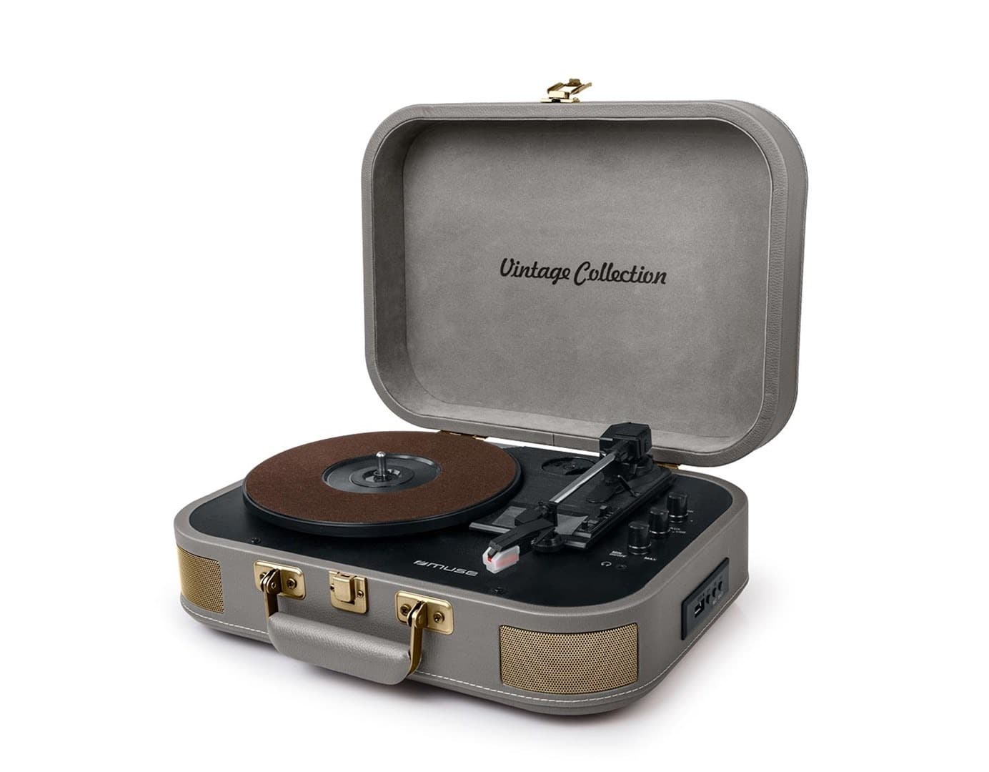System stereo gramofon Muse MT-201 BTG szary z USB i AUX