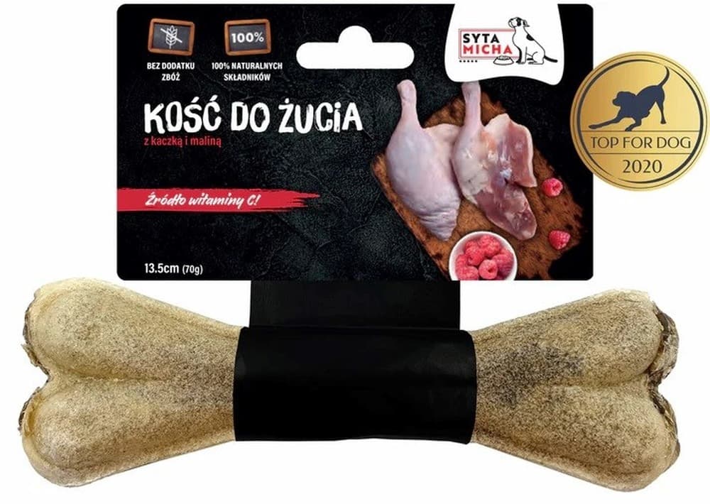 Syta Micha kość do żucia dla psa z kaczką i malinami 13,5 cm