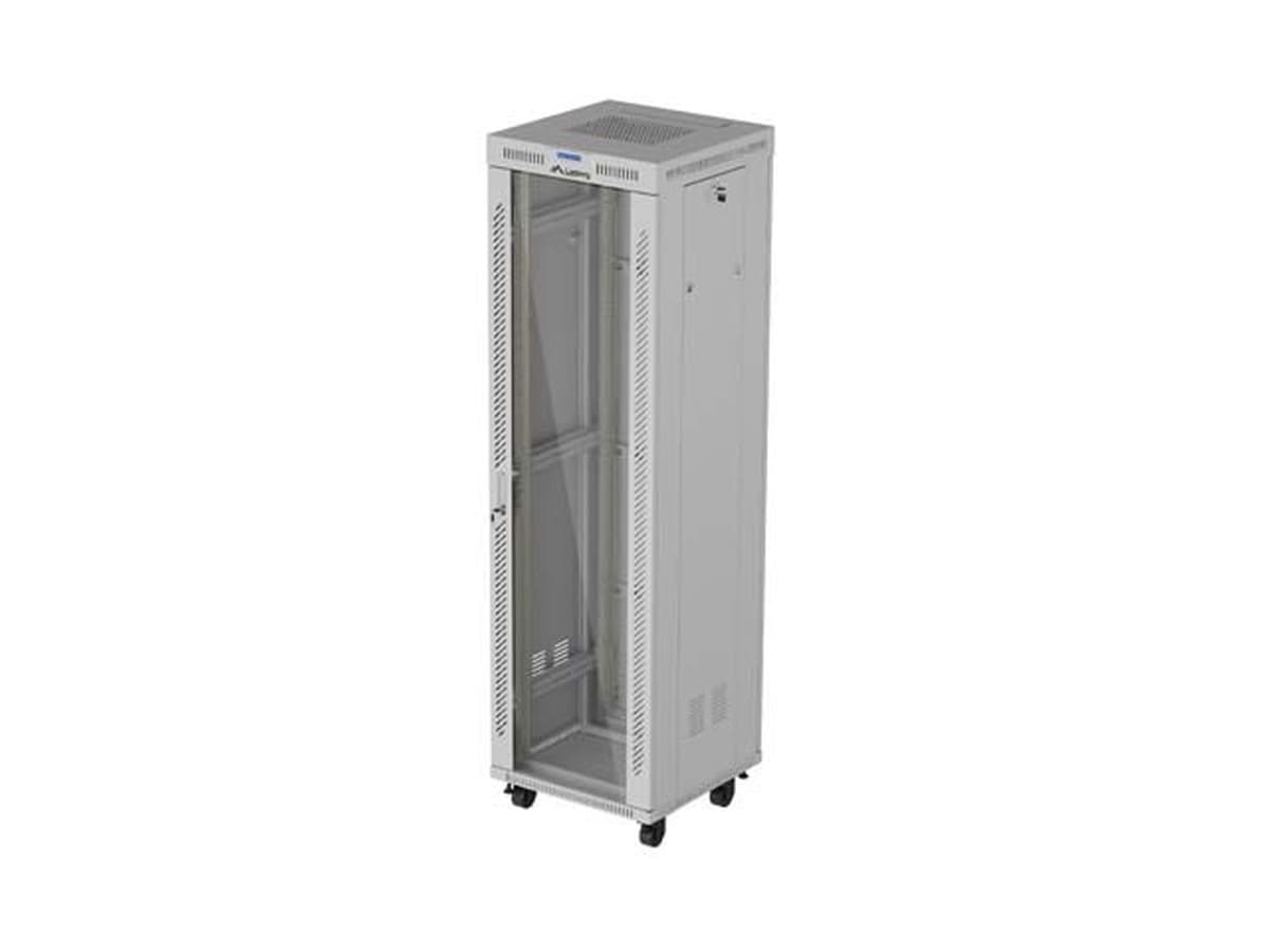 Szafa Instalacyjna Rack Stojąca 19" 42U 600x600 Szara Drzwi Przeszklone