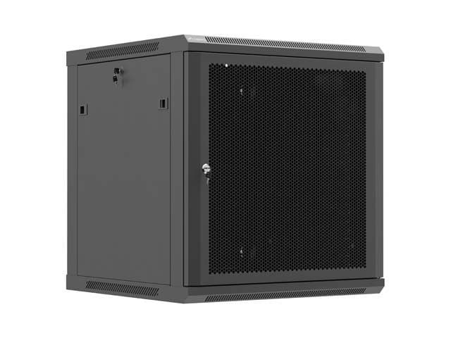 Szafa instalacyjna rack wisząca 19" 12U 600x600 czarna drzwi perforowane