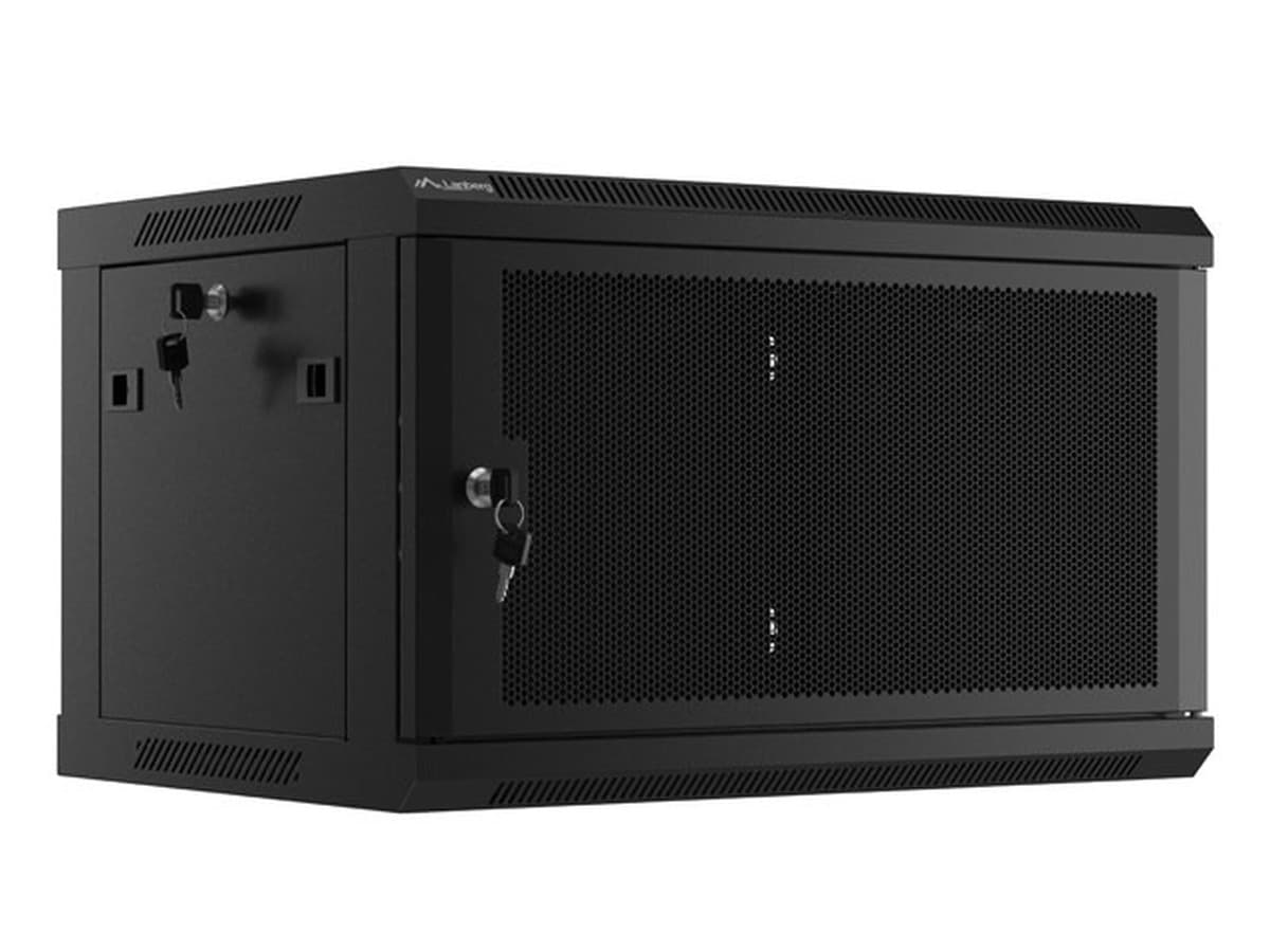 Szafa Instalacyjna Rack Wisząca 19" 6U 600x450 Czarna Drzwi Perforowane Lanberg (Flat Pack)