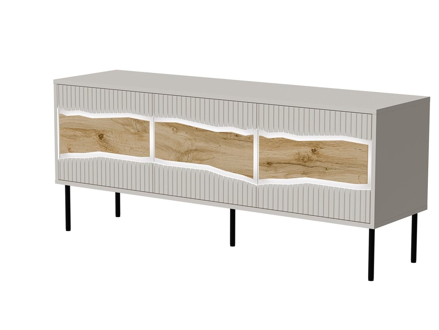 Szafka RTV INSERTO 3D kaszmir z oświetleniem LED 143,5 x 40 x 61,5 cm