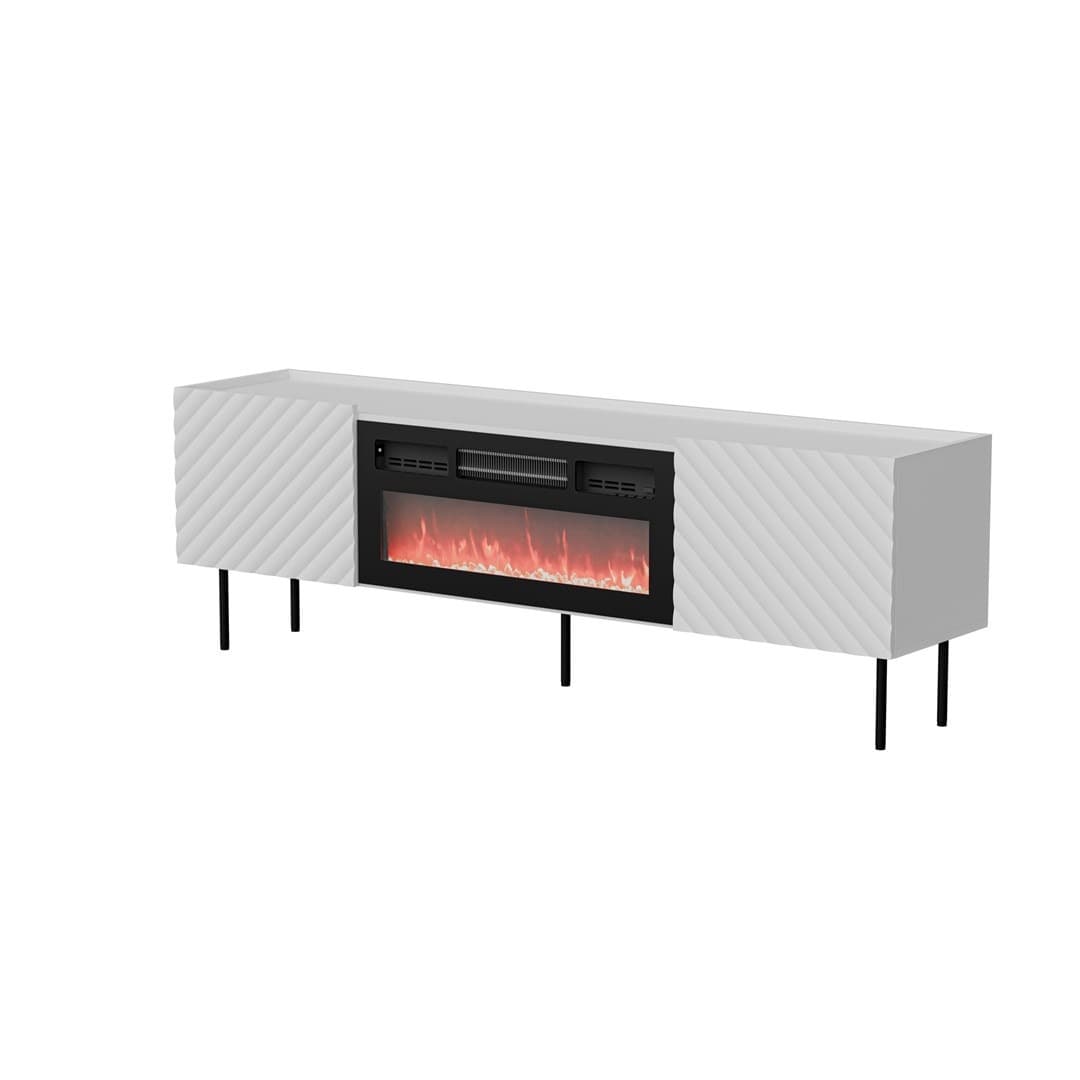 Szafka RTV LUCCA czarna 180 x 40 x 59 cm z kominkiem