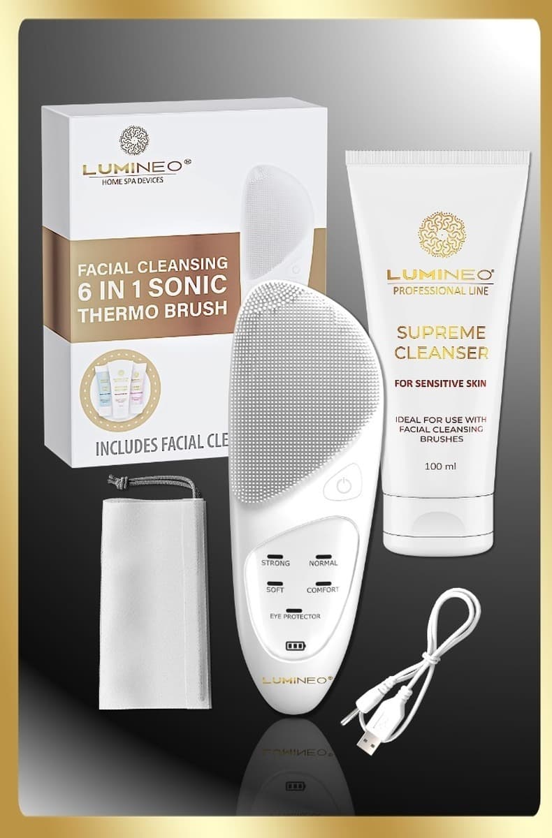 Szczoteczka do twarzy Sonic LUMINEO perłowa + żel do skóry wrażliwej