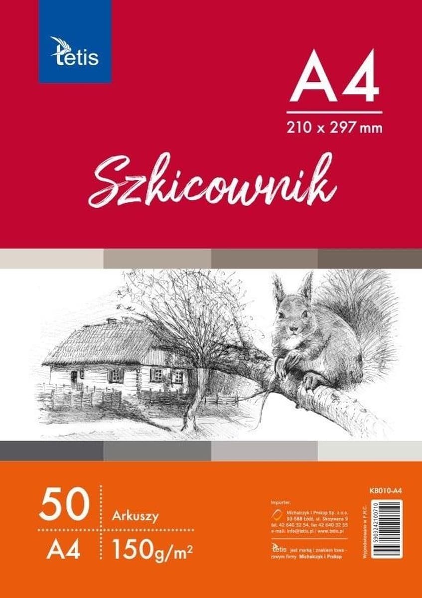 Szkicownik A4 Tetis, 150 g/m2, 50 arkuszy