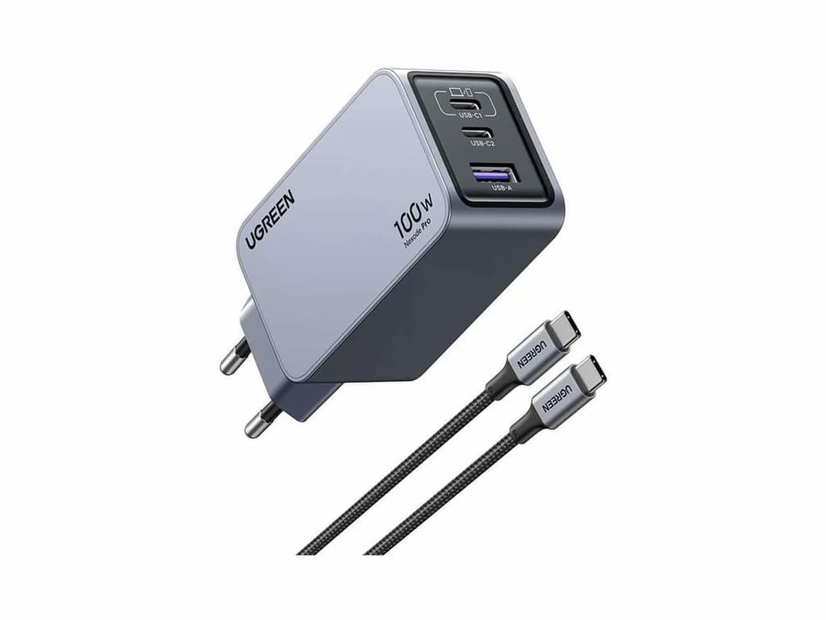 Szybka ładowarka Ugreen Nexode GaN 100W, 2x USB-C, 1x USB
