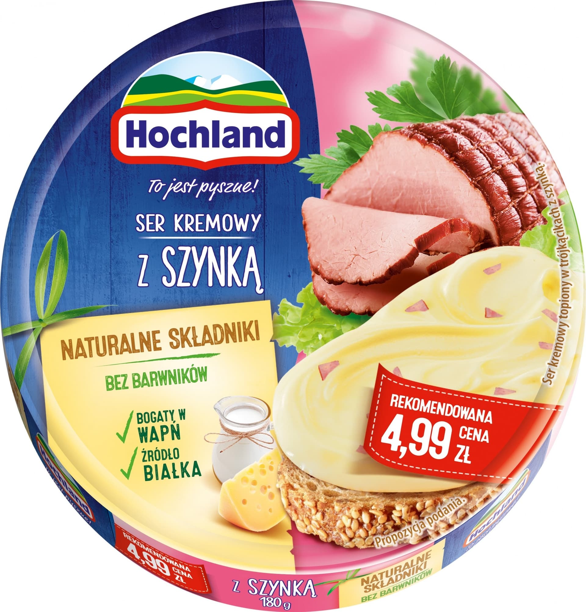 Hochland z szynką Ser kremowy topiony w trójkącikach 180 g