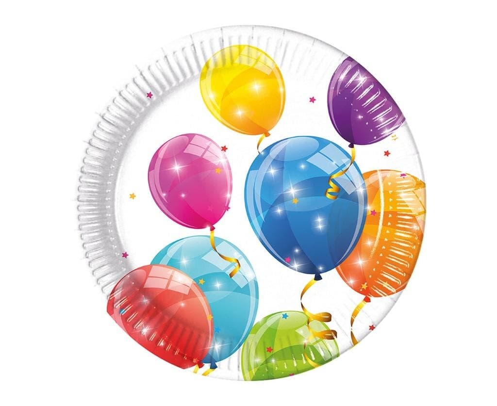 Talerzyki papierowe Sparkling Balloons 20 cm 8 szt.