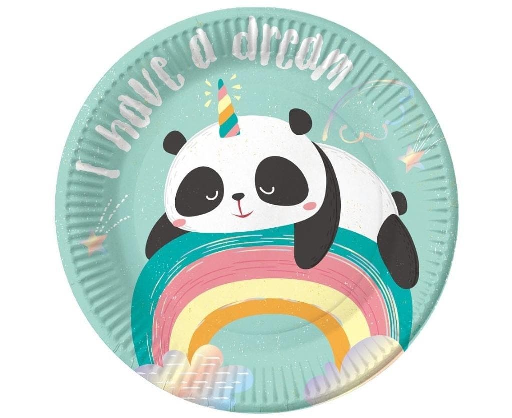 Talerzyki Rozmarzona Panda papierowe 18 cm 6 sztuk