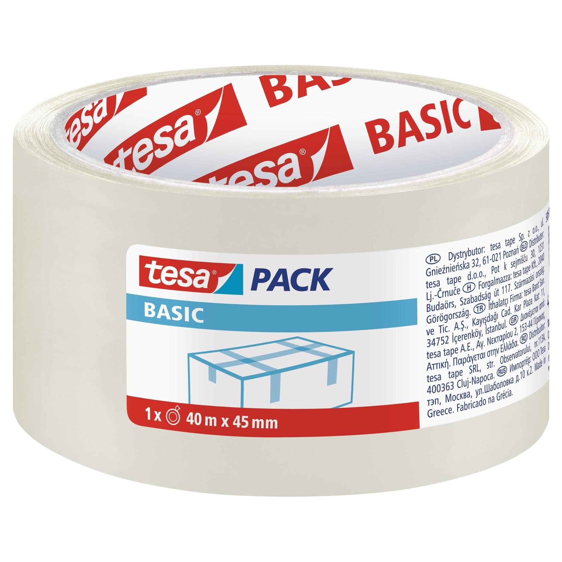 Taśma pakowa Tesa Basic transparentna 40mx45mm