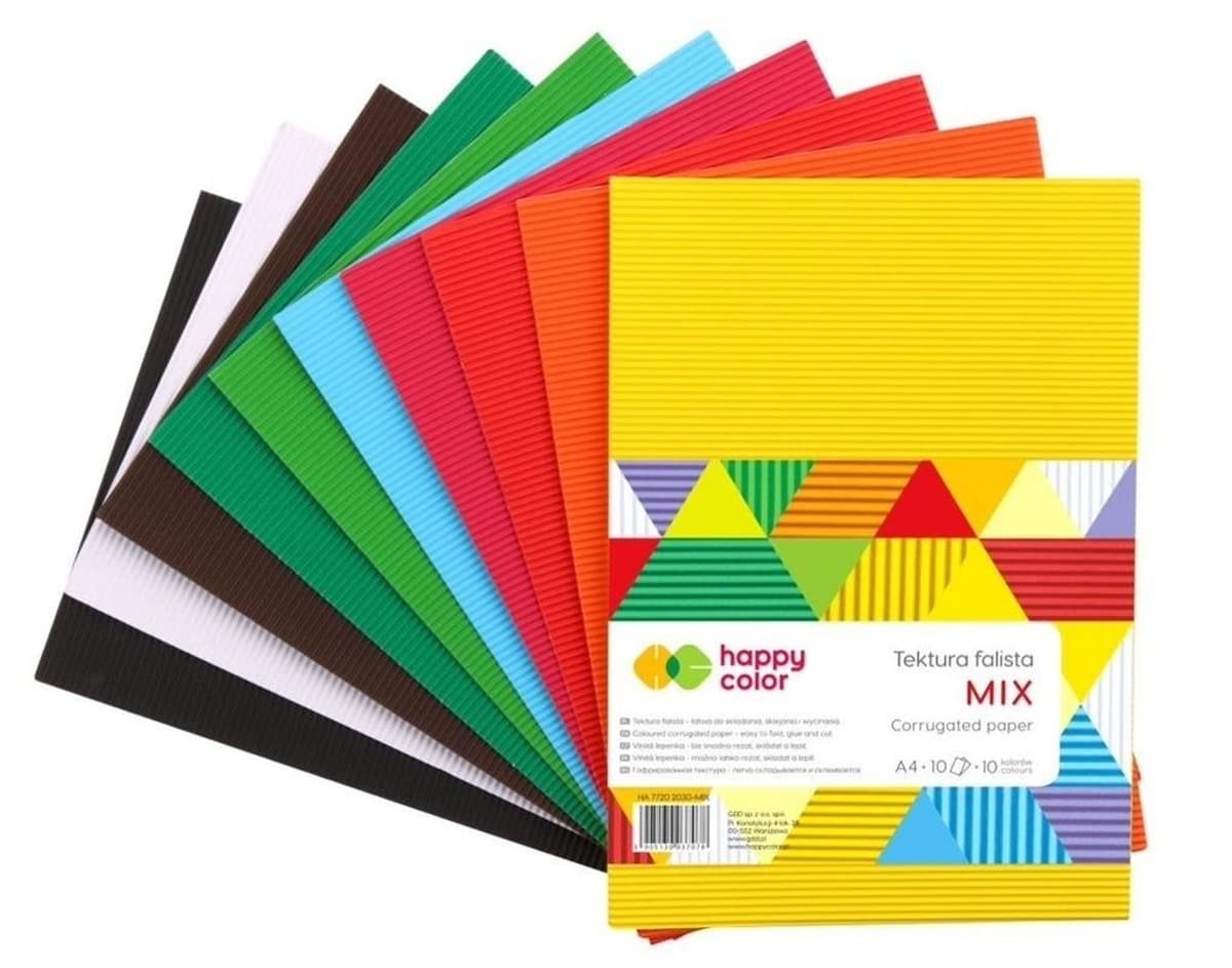 Tektura falista A4 10 arkuszy 10 kolorów Happy Color