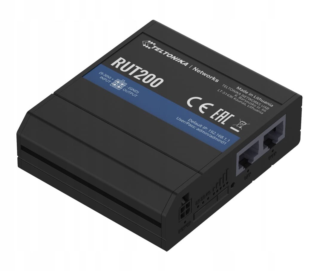 Teltonika RUT200 - Przemysłowy Router LTE 4G/LTE Cat.4, 2x LAN, WiFi 2.4GHz, RMS