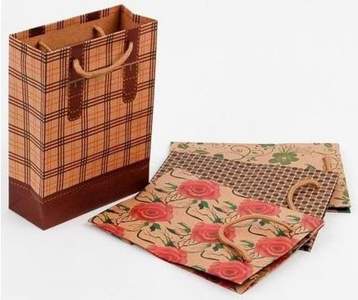 Torebka papierowa Craft mała MIX z ornamentami