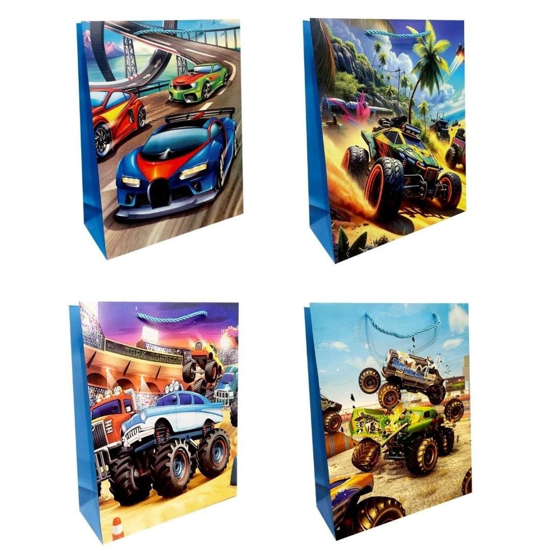 Torebka prezentowa dziecięca L motyw Monster Truck mix wzorów