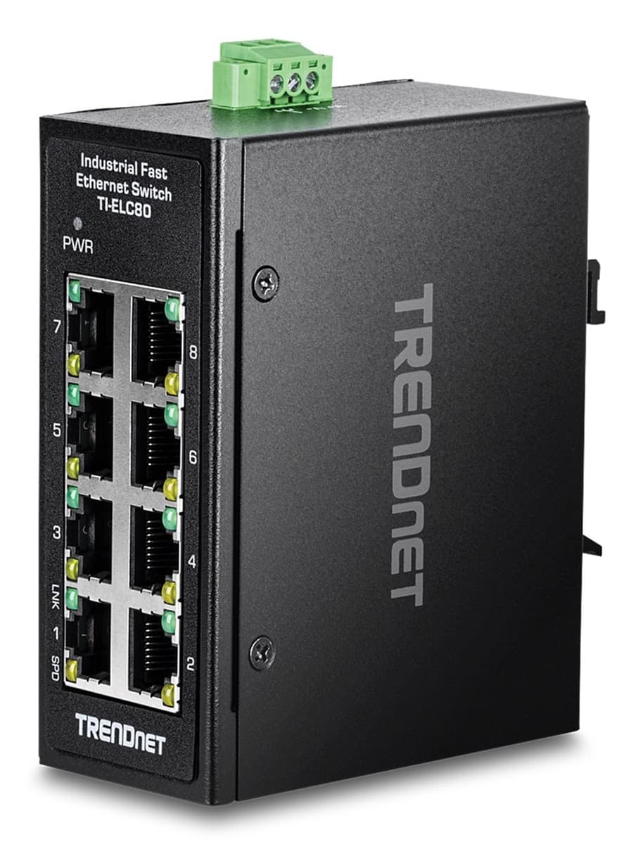 TRENDnet 8-Port Industrial Fast Ethernet DIN-Rail MiniSwitch