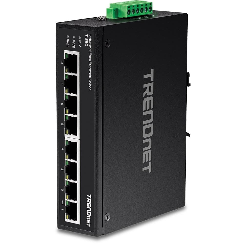 TRENDnet Przemysłowy Switch 8-Portowy Fast Ethernet L2 z Montażem na Szynę DIN