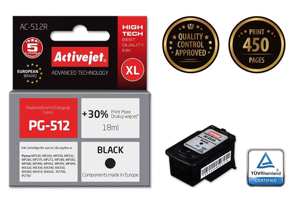 Activejet Tusz zamiennik Canon PG-512 Premium 18 ml czarny
