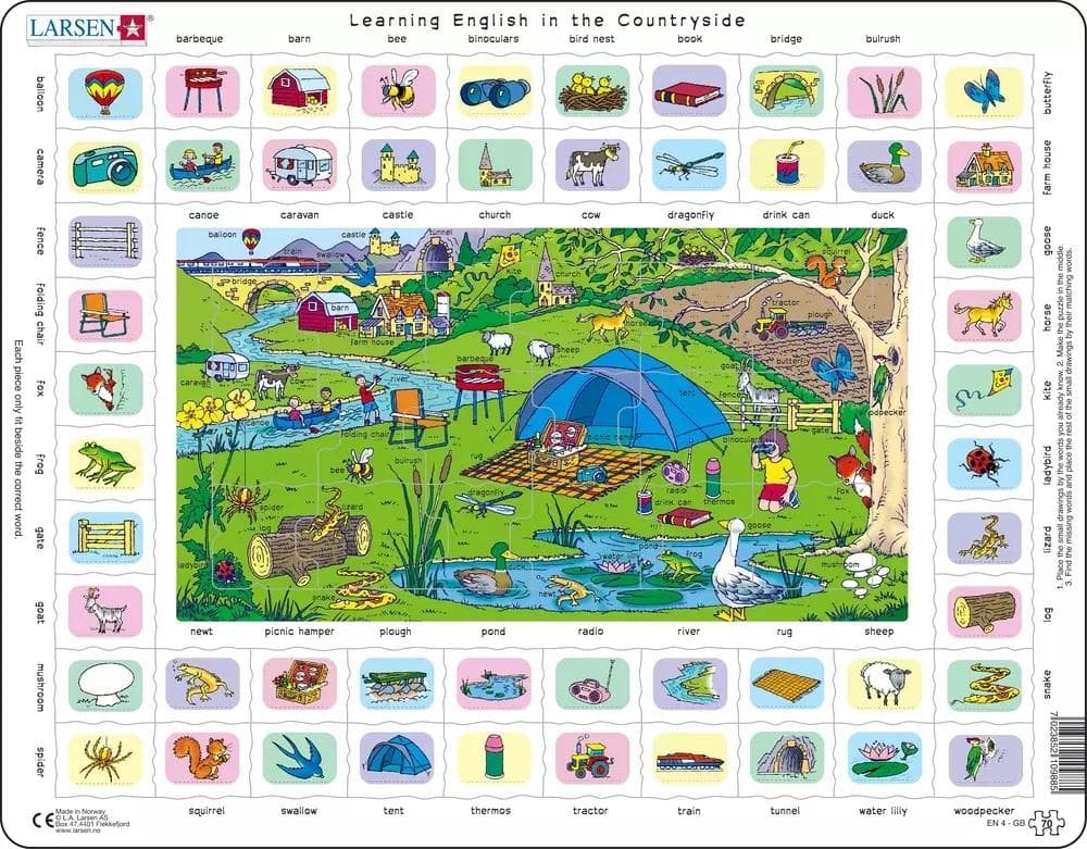 Układanka edukacyjna Learning English in the Countryside Maxi 52 słowa