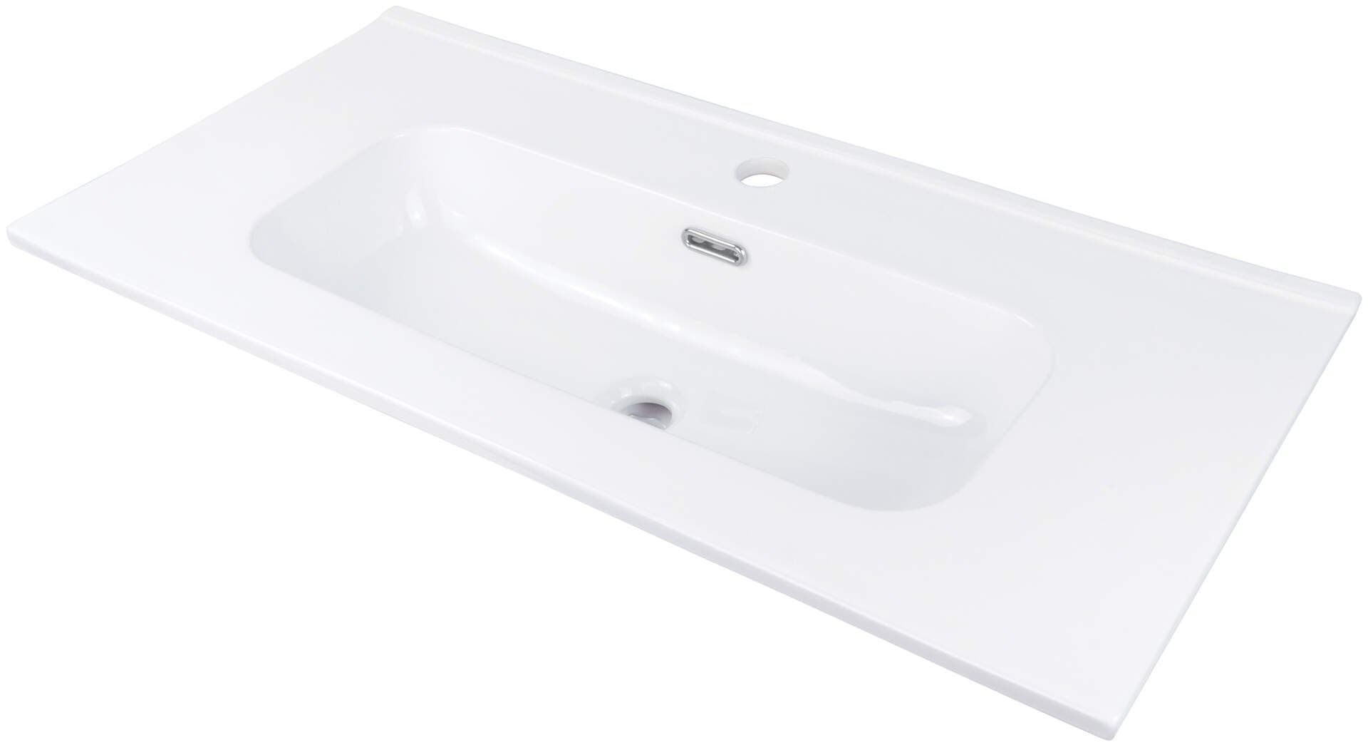 Umywalka ceramiczna wpuszczana z miejscem na baterię o szerokości 80 cm