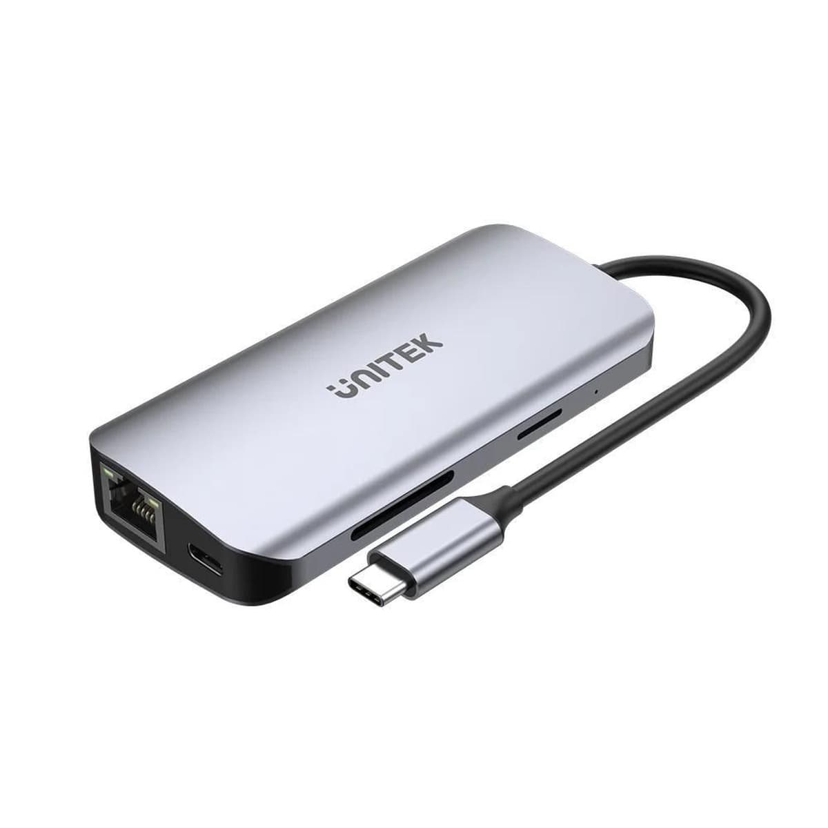 UNITEK HUB USB-C 2xHDMI, Czytnik SD, 4K, RJ-45, PD 100W, 5Gbps