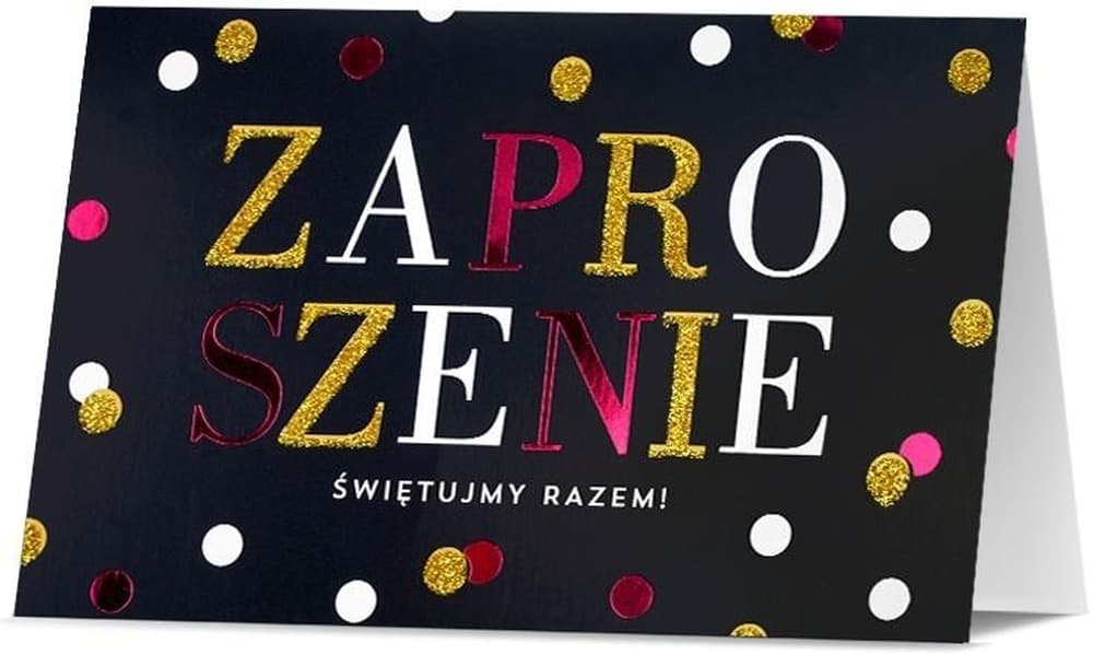 Uniwersalne zaproszenia z kolorowym środkiem i kopertą 5 szt