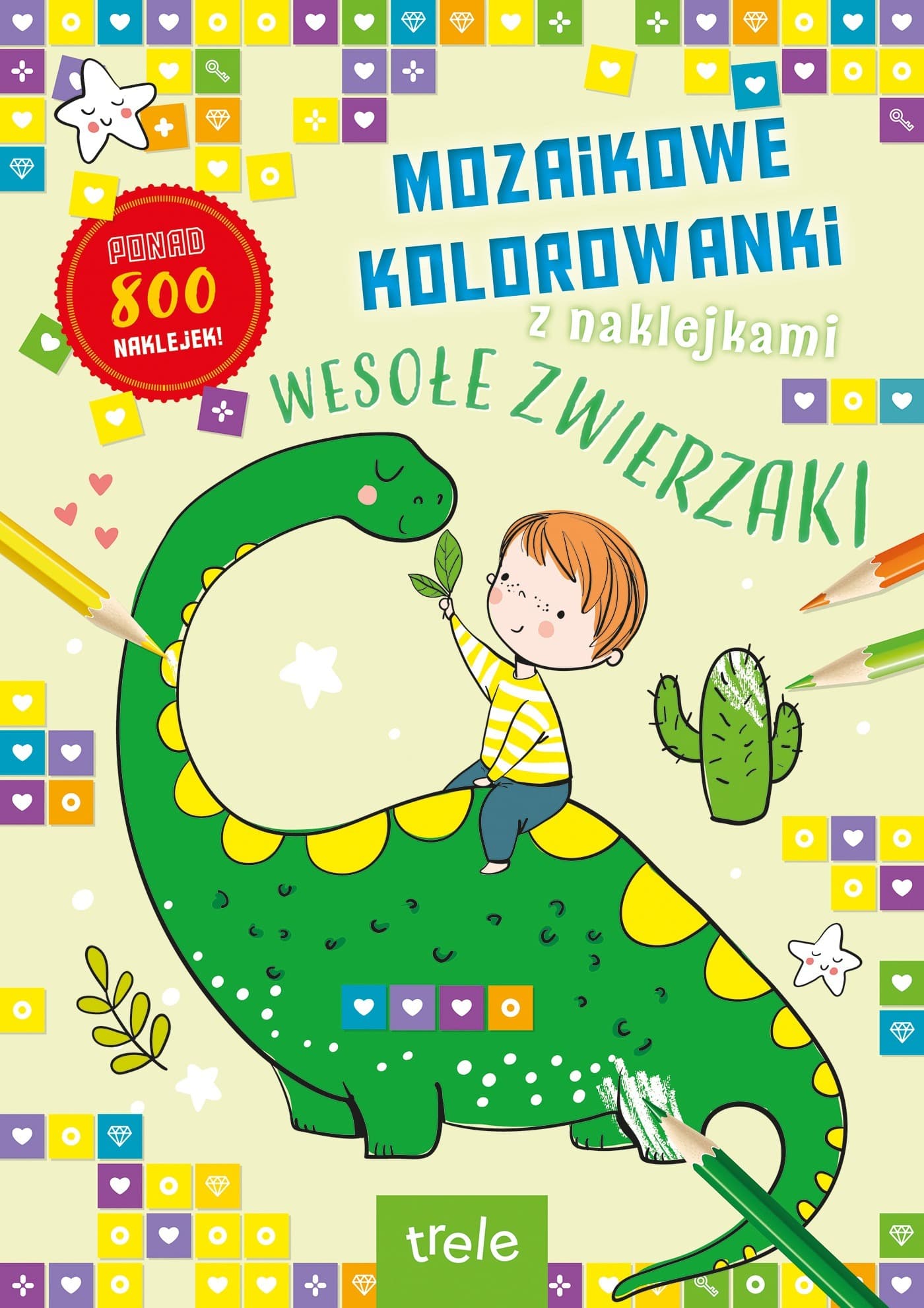 Wesołe zwierzaki. Mozaikowe kolorowanki dla dzieci