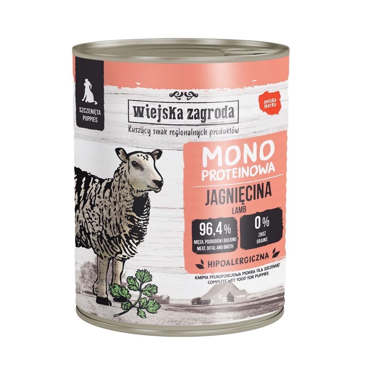 Wiejska Zagroda Karma mokra dla psa Junior Jagnięcina puszka 800 g