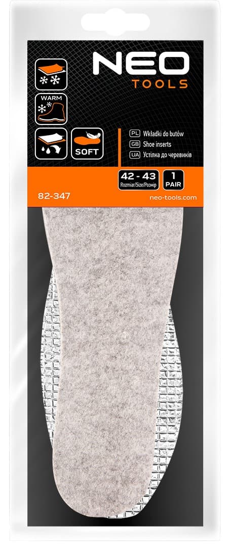 Wkładki do obuwia filcowe z folią aluminiową rozmiar 42-43