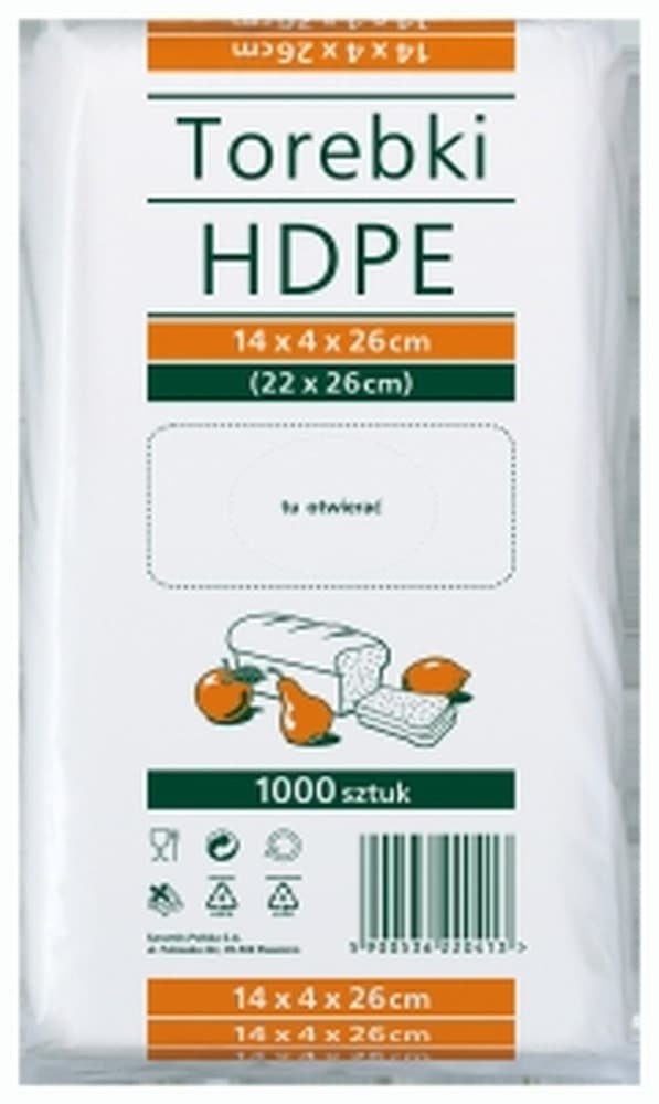 Worek HDPE A1000 14 x 4 x 26 cm na torby i odpady spożywcze