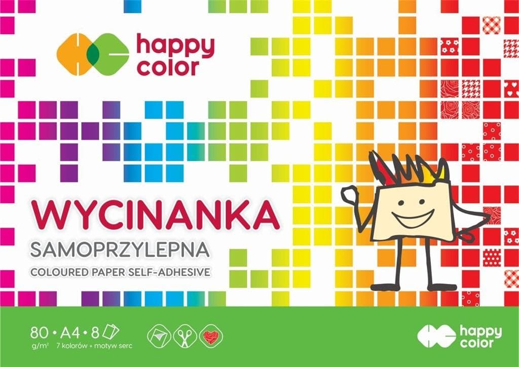 Happy Color Blok rysunkowy A4 samoprzylepny 8 kartek