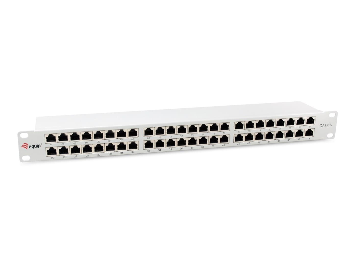 Wyposażenie Patch Panel 48xRJ45 Cat6a FTP 1U 500MHz RAL7035