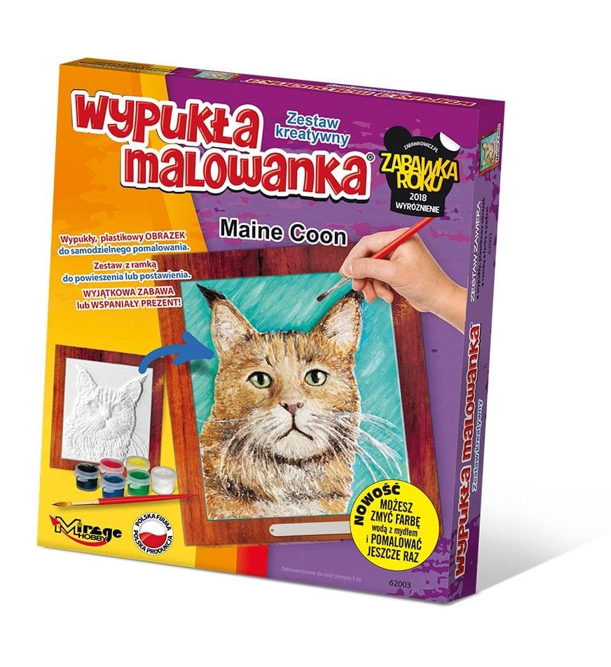 Wypukła malowanka Koty - Maine Coon 3D obrazek do malowania