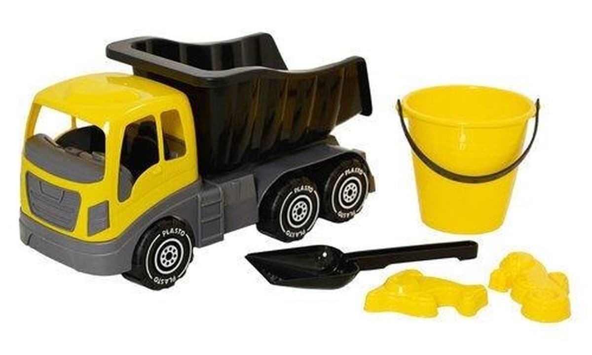 Wywrotka dla dzieci 40 cm z akcesoriami do piasku 5 elementów Plasto