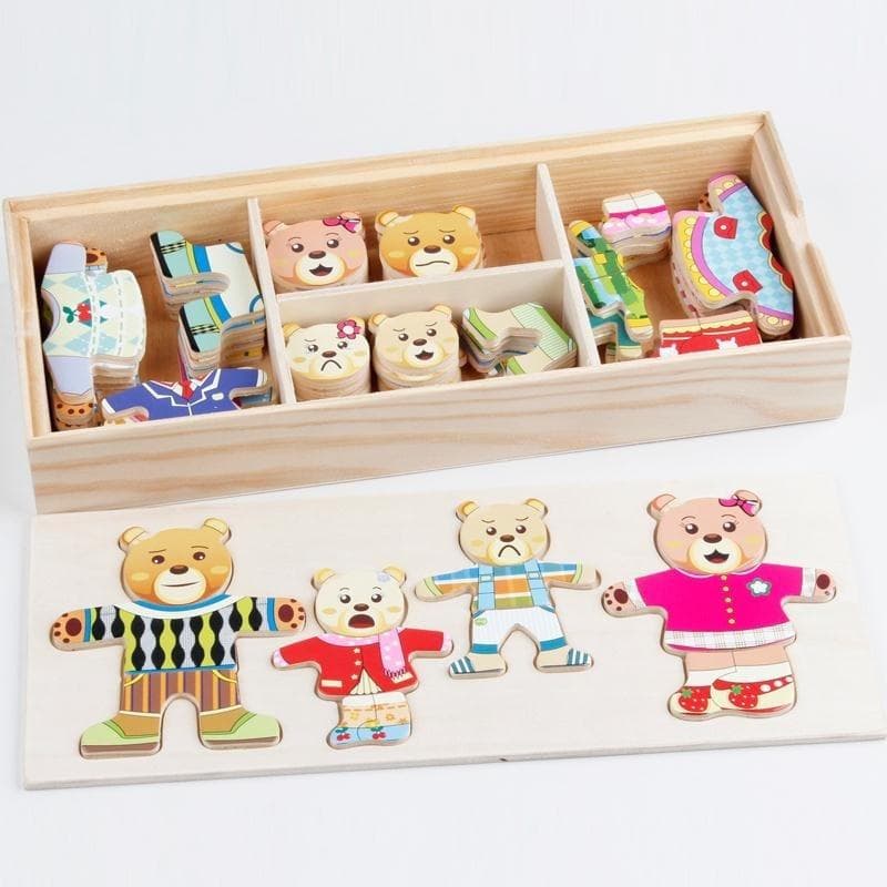 Drewniana zabawka edukacyjna Misie Macyszyn Toys 132x306 mm