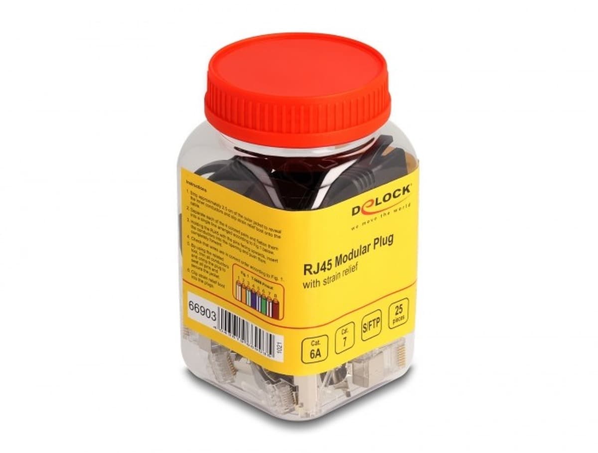 Złącza modularne DELOCK RJ45 Cat.6A/Cat.7 (zestaw 25 szt.)