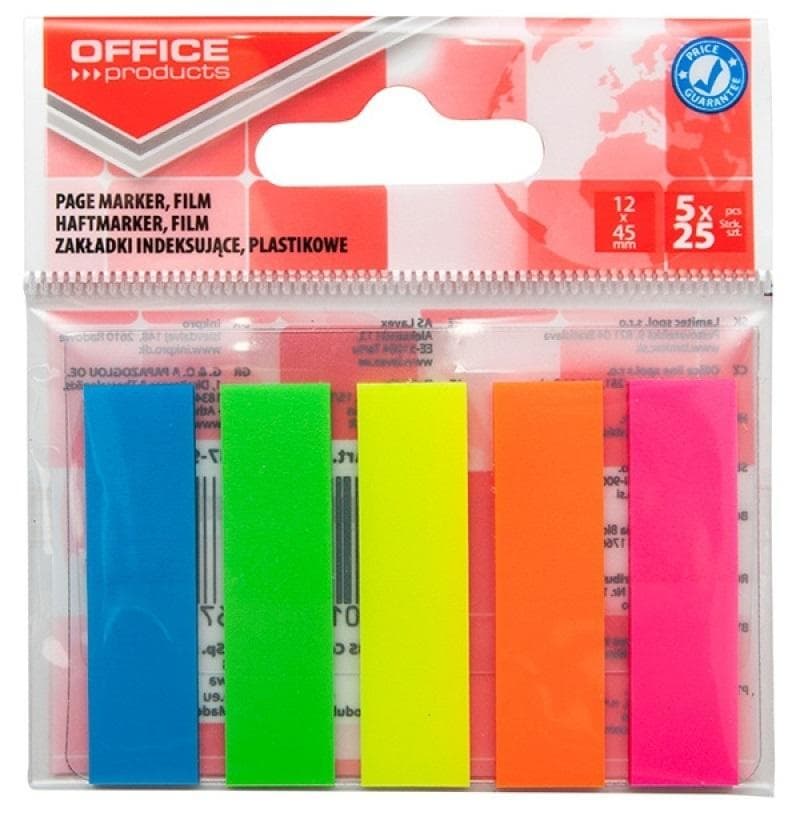 Zakładki indeksujące PP 12x45mm standard mix kolorów