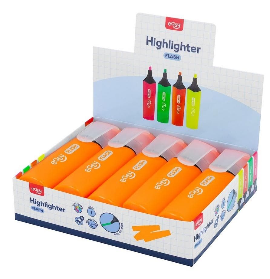 Zakreślacz żółty Flash Easy Stationery 10 sztuk ścięta końcówka