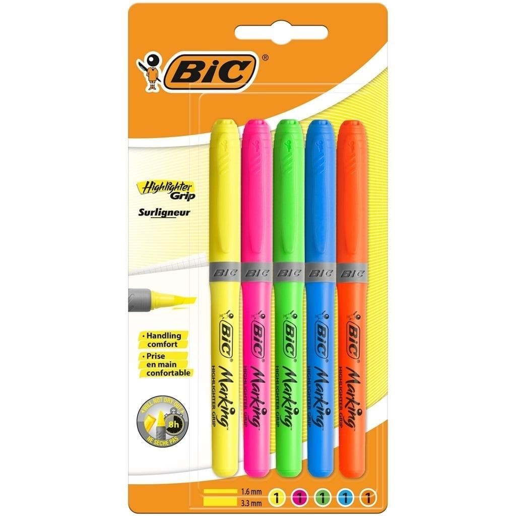 BIC Zakreślacze Grip 5 kolorów fluo