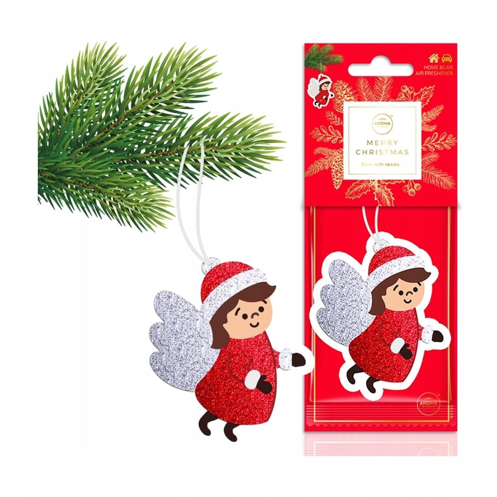 Odświeżacz powietrza do samochodu Aroma Home Xmas Cellulose Angel ciasto z rodzynkami
