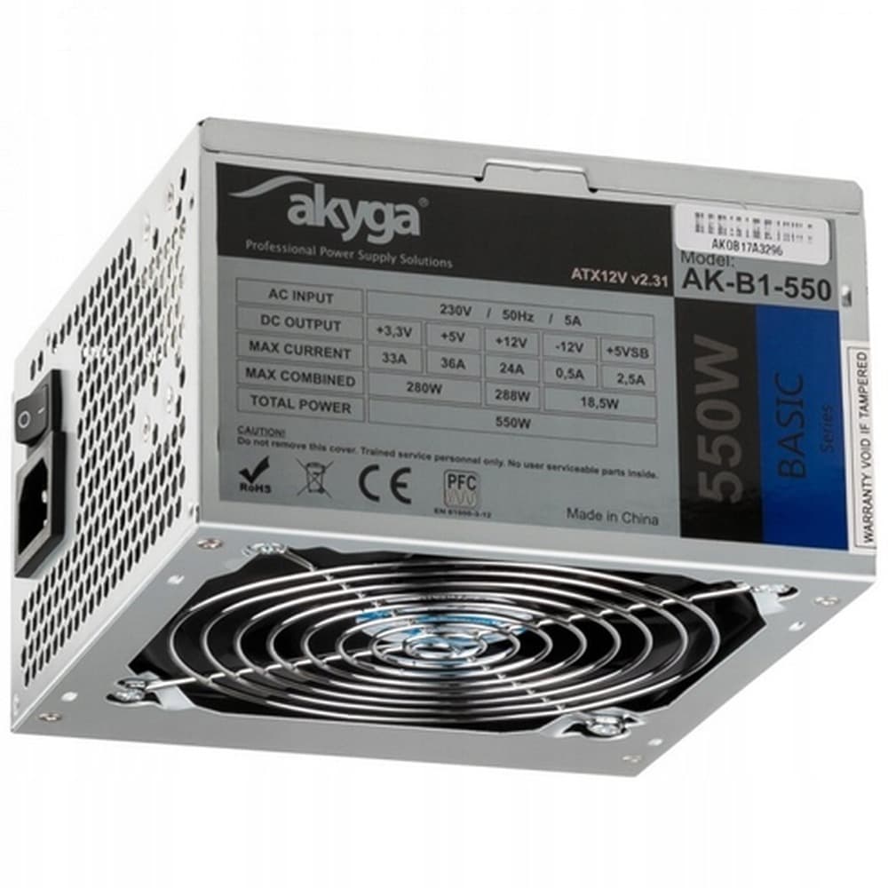Zasilacz komputerowy Akyga Basic 550W ATX 120mm