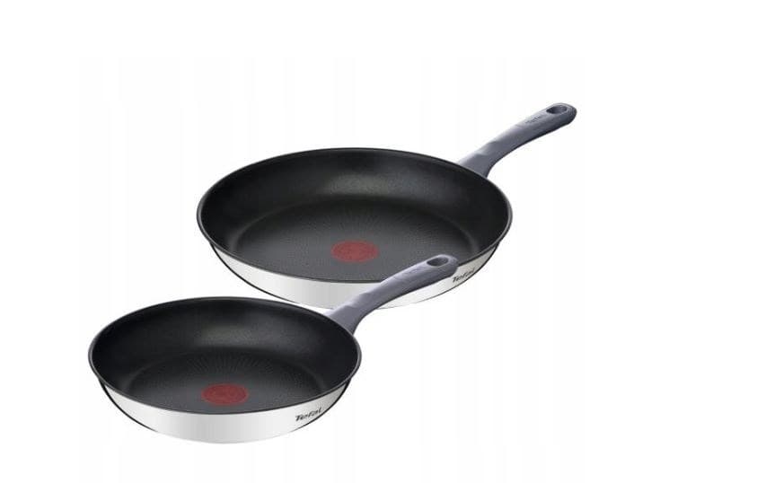Zestaw 2 patelni TEFAL Daily Cook 24 i 28 cm stal nierdzewna czarna