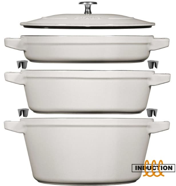 Zestaw naczyń żeliwnych Staub biała trufla 3 sztuki 24 cm