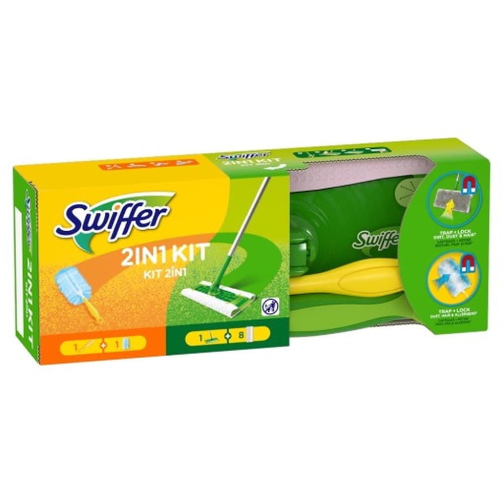 Swiffer Zestaw: 1 mop + 8 ściereczek, 1 miotełka + 1 wkład do zbierania sierści