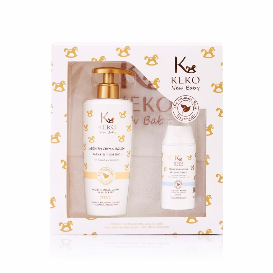 Zestaw Keko New Baby (towel/1pc + cr soap/500ml + b/balm/100ml)