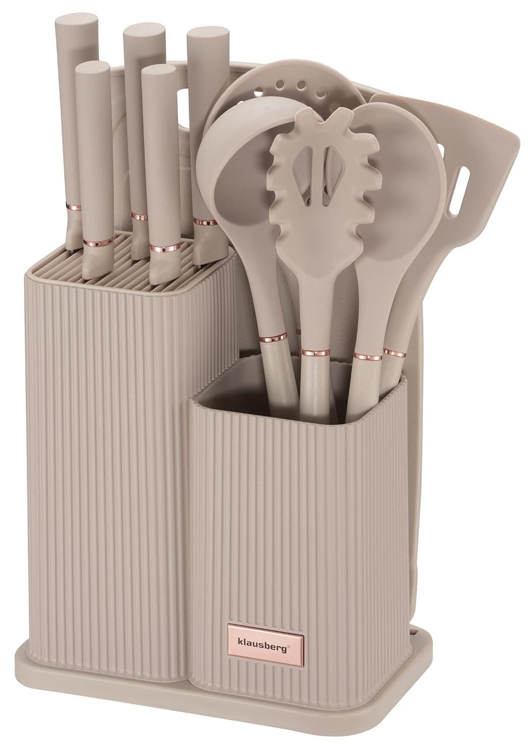 Zestaw noży i przyborów Klausberg 12 elementów, beżowy