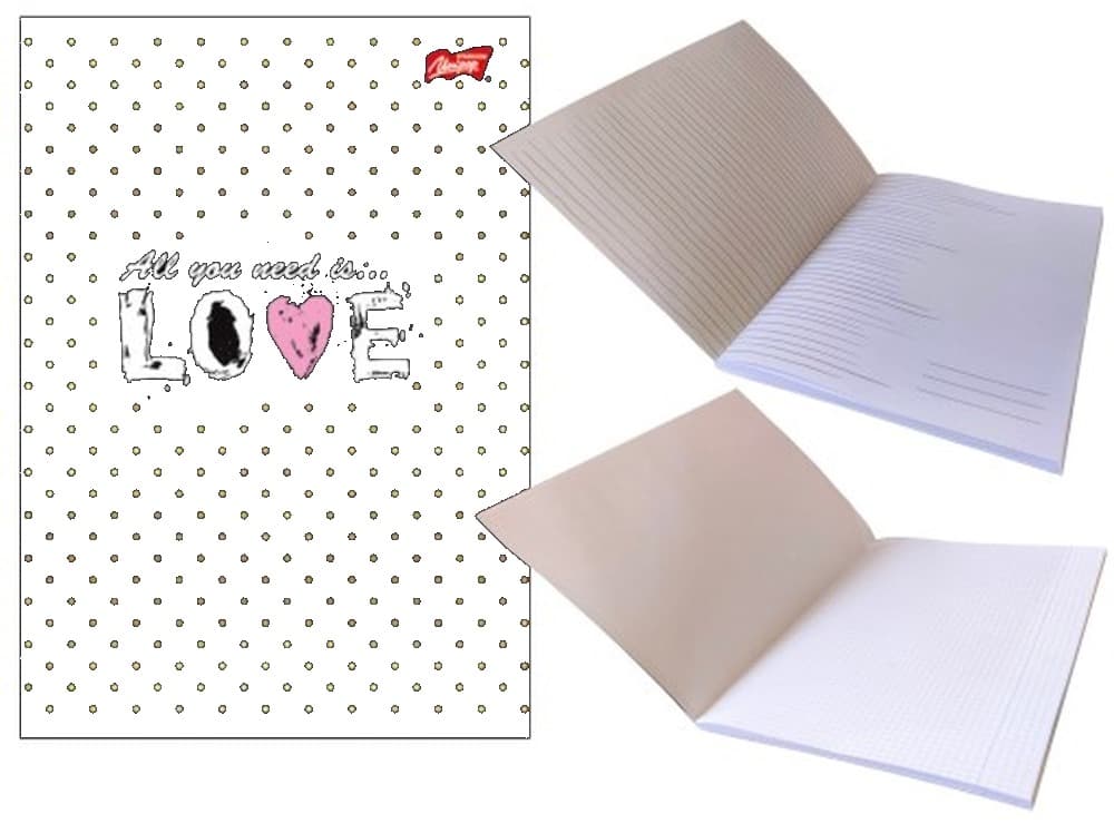 Unipap zeszyt okładka laminowana A4, 60 kartek, krata Golden Love
