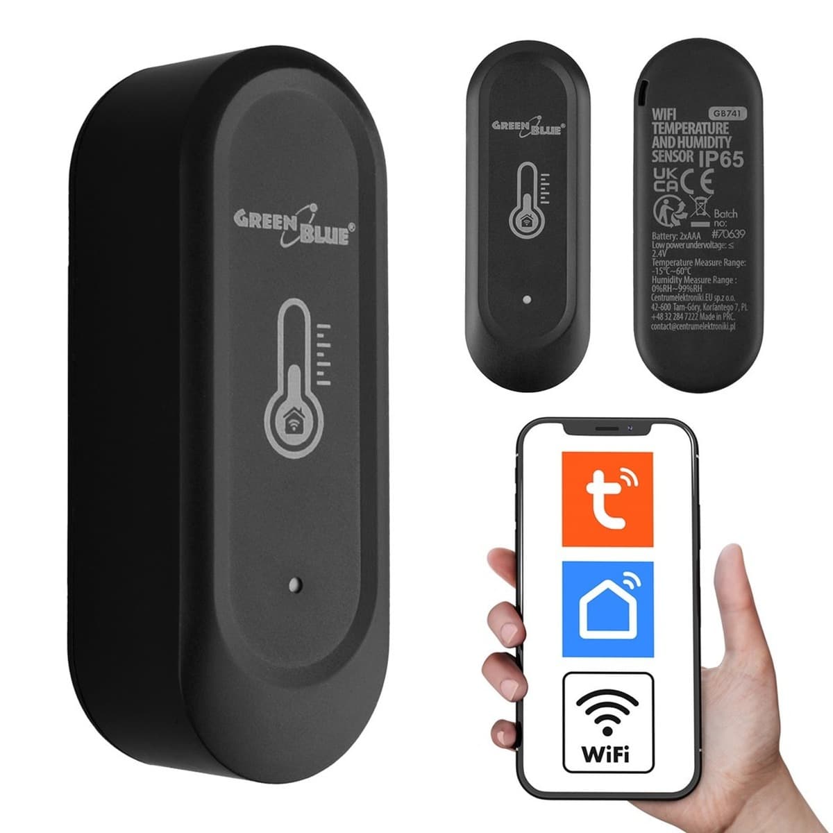 Zewnętrzny czujnik temperatury i wilgotności WiFi GreenBlue GB741 IP65